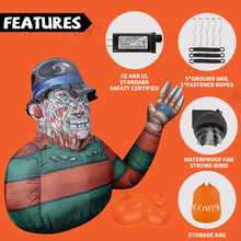Load image into Gallery viewer, GOOSH 5 FT Height Halloween Inflatables Outdoor Zombie Man in hat with Hand Raising, Blow Up Yard Decoration Clearance with LED Lights Built-in for Holiday/Party/Yard/Garden
