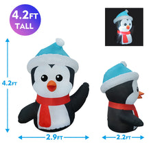Load image into Gallery viewer, GOOSH 4.2 FT Height Christmas Inflatables Outdoor Cute Penguin with Blue Hat, Blow Up Yard Decoration Clearance with LED Lights Built-in for Holiday/Christmas/Party/Yard/Garden
