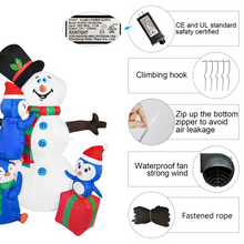 Load image into Gallery viewer, Christmas Inflatables 6FT Snowman with Three Penguins with LED Light Yard Decoration,Chirstmas Inflatables Decoration Clearance for Xmas Party,Indoor,Outdoor,Garden,Yard Lawn
