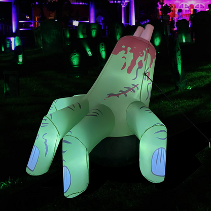 GOOSH 6 FT Halloween Inflatables Hand Outdoor Decorations Blow Up Yard Scary Green Giant with Built-in LEDs for Indoor Party Garden Lawn Decor