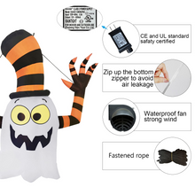 Load image into Gallery viewer, 5 FT Halloween Decorations Inflatable Hanging Ghost with Striped Wizard Hat Built-in with Bright LED Light, Indoor/Outdoor, Yard, Garden, Patio, Lawn Halloween Blow Ups Decoration
