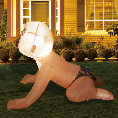 GOOSH 4FT Halloween Inflatable Outdoor Zombie Baby Blow Up Yard Decoration Clearance with LED Lights Built-in for Holiday/Party/Yard/Garden