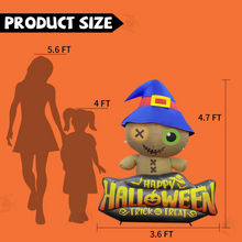 Load image into Gallery viewer, Halloween Inflatable 4.7FT Wizard Hat Voodoo Doll with Built-in LEDs Blow Up Yard Decoration for Holiday Party Indoor, Outdoor, Yard, Garden, Lawn
