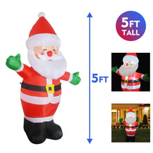 Load image into Gallery viewer, GOOSH 5 FT Christmas Inflatable Outdoor Smiley Santa Claus, Blow Up Yard Decoration Clearance with LED Lights Built-in for Holiday/Party/Xmas/Yard/Garden
