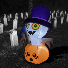 Load image into Gallery viewer, Halloween Inflatable 4FT Reaper Ghost Pumpkin with Built-in LEDs Blow Up Yard Decoration for Holiday Party Indoor, Outdoor, Yard, Garden, Lawn
