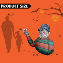 Load image into Gallery viewer, GOOSH 5 FT Height Halloween Inflatables Outdoor Zombie Man in hat with Hand Raising, Blow Up Yard Decoration Clearance with LED Lights Built-in for Holiday/Party/Yard/Garden
