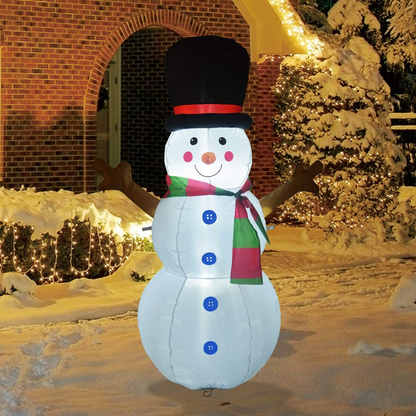 GOOSH 4 FT Height Christmas Inflatable Outdoor Snowman with Top Hat, Blow Up Yard Decoration Clearance with LED Lights Built-in for Holiday/Party/Xmas/Yard/Garden