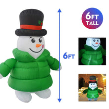 Load image into Gallery viewer, GOOSH 6 FT Height Christmas Inflatables Outdoor Down-Filled Coat Snowman, Blow Up Yard Decoration Clearance with LED Lights Built-in for Holiday/Christmas/Party/Yard/Garden
