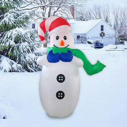 GOOSH 4FT Christmas Inflatables Snowman Wearing Green Scarf with Bright LED Light Yard Decoration,Chirstmas Inflatables Clearance for Xmas Party,Indoor,Outdoor,Garden,Yard Lawn