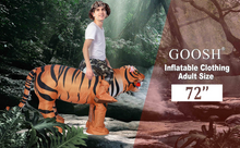Load image into Gallery viewer, GOOSH Adult Size Inflatable Tiger Unisex Costume Blow Up Men Women Riding a Tiger Deluxe Halloween Funny Costume Godzilla Toy
