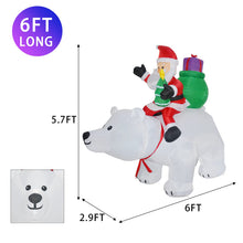 Load image into Gallery viewer, Christmas Inflatables 6FT Santa Claus Sitting on Polar Bear with Shaking Head Bright LED Light Yard Decoration, Xmas Party,Indoor,Outdoor,Garden,Yard Lawn Christmas Inflatable Clearance
