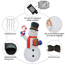 Load image into Gallery viewer, GOOSH 5.2 FT Height Christmas Inflatables Outdoor Snowman with Black Hat &amp; Candy Cane Gift Box, Blow Up Yard Decoration Clearance with LED Lights Built-in for Holiday/Christmas/Party/Yard/Garden
