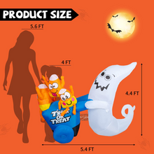 Load image into Gallery viewer, GOOSH 5.4 FT Height Halloween Inflatables Outdoor Ghost with Candy Cart, Blow Up Yard Decoration Clearance with LED Lights Built-in for Holiday/Party/Yard/Garden
