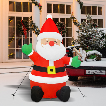 GOOSH 4 FT Christmas Inflatable Outdoor Sitting Cute Smiley Santa Claus with Built-in LED Light, Blow-up Yard Christmas Decoration for Party/Indoor/Outdoor/Yard/Garden/Lawn