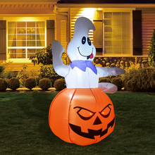 Load image into Gallery viewer, GOOSH 5 FT Height Halloween Inflatables Outdoor Ghost Grow Out from The Pumpkin, Blow Up Yard Decoration Clearance with LED Lights Built-in for Holiday/Party/Yard/Garden
