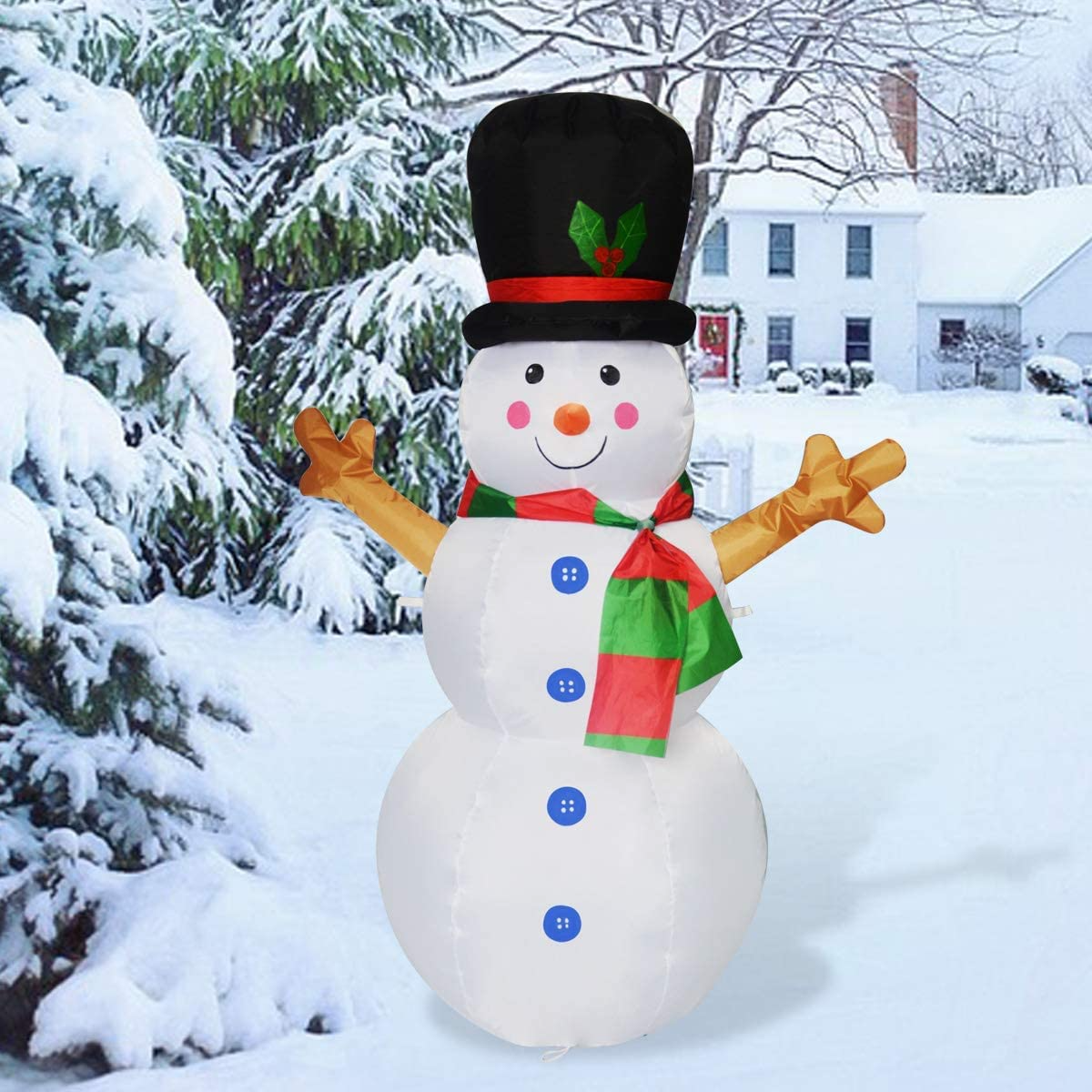 GOOSH 4 FT Height Christmas Inflatable Outdoor Snowman with Top Hat, Blow Up Yard Decoration Clearance with LED Lights Built-in for Holiday/Party/Xmas/Yard/Garden(12pcs/case)