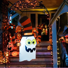Load image into Gallery viewer, 5 FT Halloween Decorations Inflatable Hanging Ghost with Striped Wizard Hat Built-in with Bright LED Light, Indoor/Outdoor, Yard, Garden, Patio, Lawn Halloween Blow Ups Decoration
