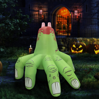 GOOSH 6 FT Halloween Inflatables Hand Outdoor Decorations Blow Up Yard Scary Green Giant with Built-in LEDs for Indoor Party Garden Lawn Decor