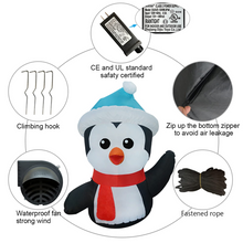 Load image into Gallery viewer, GOOSH 4.2 FT Height Christmas Inflatables Outdoor Cute Penguin with Blue Hat, Blow Up Yard Decoration Clearance with LED Lights Built-in for Holiday/Christmas/Party/Yard/Garden
