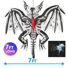 Load image into Gallery viewer, GOOSH 7 FT Length Halloween Inflatable Outdoor Hanging Big Wings Skeleton Dinosaur, Blow Up Yard Decoration Clearance with LED Lights Built-in for Holiday/Party/Yard/Garden
