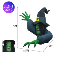 Load image into Gallery viewer, Halloween Inflatable 5 ft Creepy Witch with Wizard Hat Blow Up Decoration with Built-in LED Light, Halloween Inflatable Party Decoration for Indoor/Outdoor, Yard, Lawn, Patio, Garden
