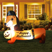 Load image into Gallery viewer, GOOSH 5 FT Halloween Inflatable Outdoor Dog with a Pumpkin &amp; Pirate Hat, Blow Up Yard Decoration Clearance with LED Lights Built-in for Holiday/Party/Yard/Garden
