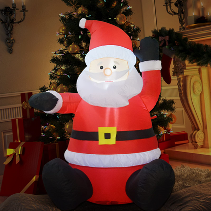 GOOSH 4 FT Christmas Inflatable Santa Claus Sitting Blow UP Yard Decorations for Xmas Garden Lawn Decor
