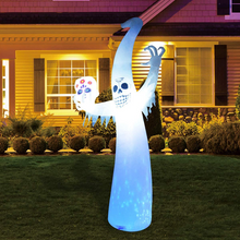 Load image into Gallery viewer, GOOSH 12 FT Halloween Inflatables Smiling Spooky Ghost with Magic Rotating Light Blow Up Inflatable for Halloween day of the dead Party Indoor Outdoor Yard, Garden
