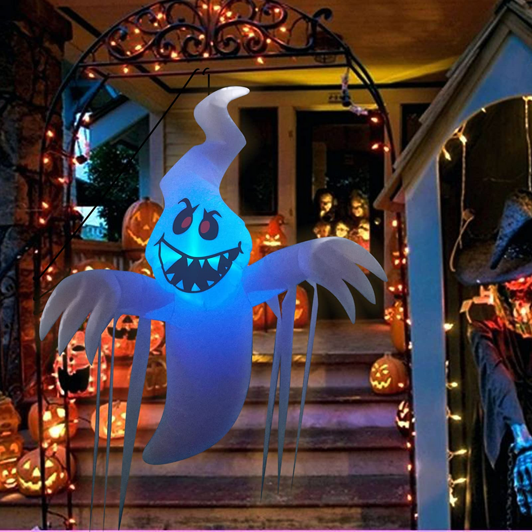 Halloween Inflatable 5ft Hanging Spooky Ghost with Built-in Color-Changing LED Light Blow-up Yard Decoration Halloween Inflatables for Party/Indoor/Outdoor/Yard/Garden/Lawn