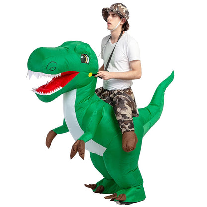 GOOSH Inflatable Costume for Adults and Kids, Halloween Costumes Men Women Dinosaur Rider, Blow Up Costume for Unisex Godzilla Toy