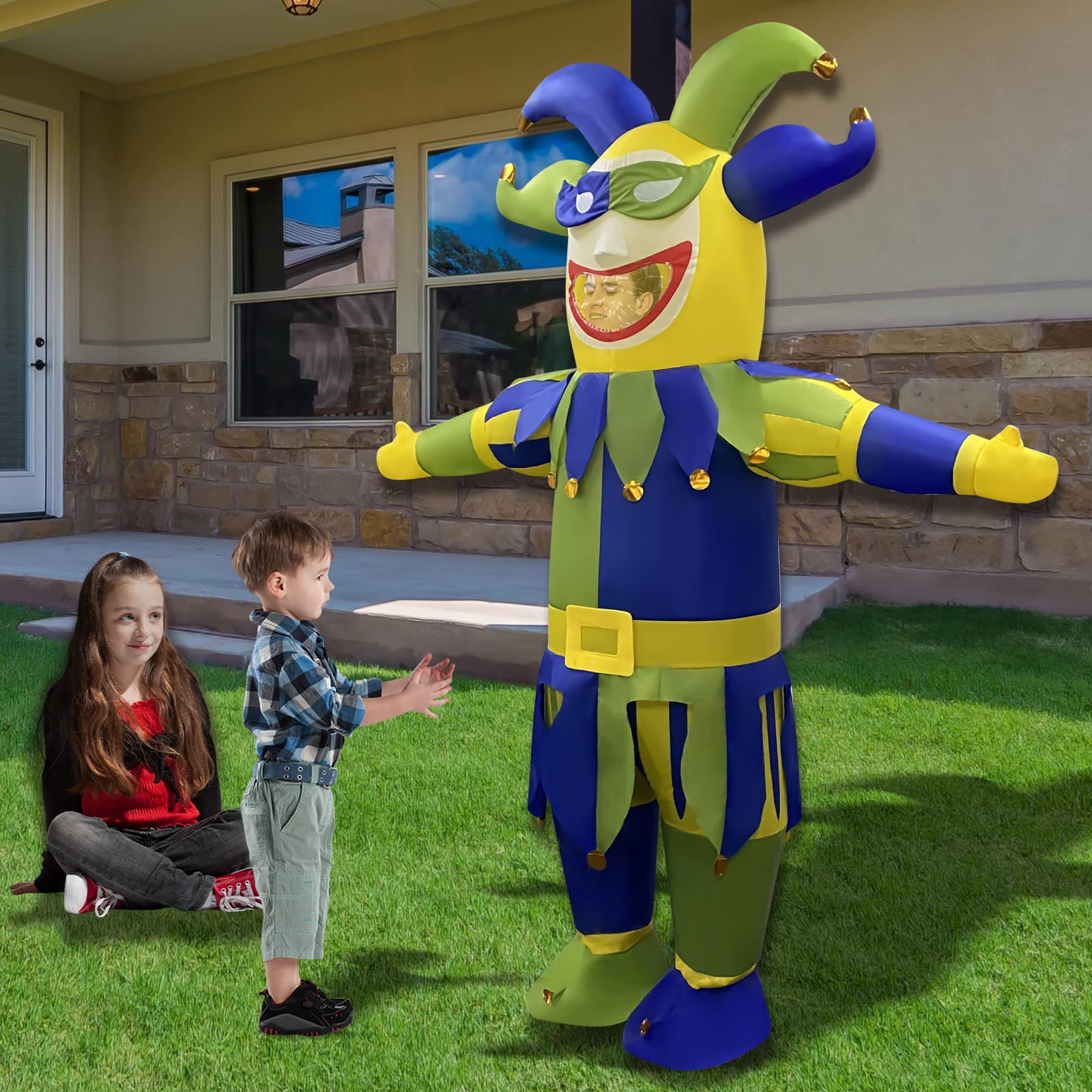 Halloween Inflatable 6FT Circus Clown Costume Air Blow up Costume