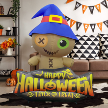 Load image into Gallery viewer, Halloween Inflatable 4.7FT Wizard Hat Voodoo Doll with Built-in LEDs Blow Up Yard Decoration for Holiday Party Indoor, Outdoor, Yard, Garden, Lawn
