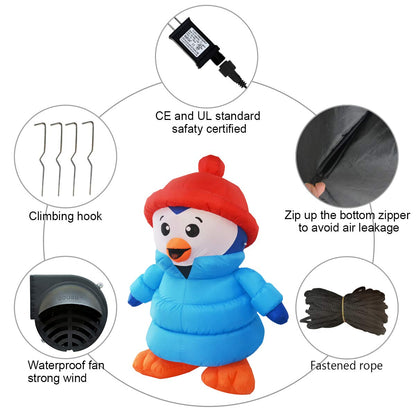 GOOSH 6 FT Height Christmas Inflatables Outdoor Down-Filled Coat Penguin, Blow Up Yard Decoration Clearance with LED Lights Built-in for Holiday/Christmas/Party/Yard/Garden