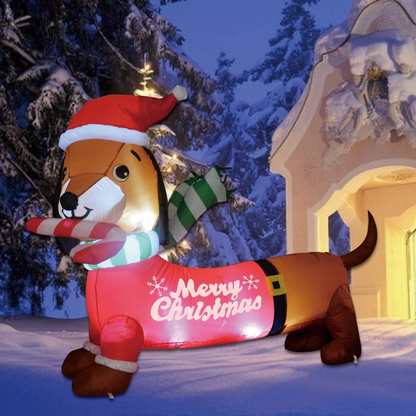 GOOSH 5 FT Length Christmas Inflatables Dachshund Dog, Blow Up Yard Decoration Clearance with LED Lights Built-in for Holiday/Party/Yard/Garden
