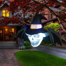 Load image into Gallery viewer, GOOSH 4 FT Length Halloween Inflatables Outdoor Winged Demon’s Head, Blow Up Yard Decoration Clearae with LED Lights Built-in for Holiday/Party/Yard/Garden
