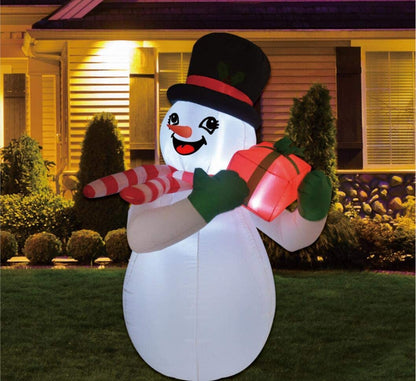 GOOSH 6 FT Height Christmas Inflatables Snowman with Gift Box, Blow Up Yard Decoration Clearance with LED Lights Built-in for Holiday/Party/Yard/Garden