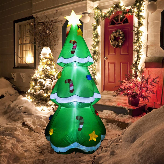 GOOSH 5ft Light-Up Inflatable Christmas Tree Yard Decoration