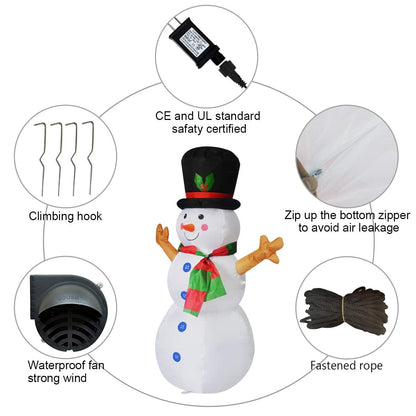 GOOSH 4 FT Height Christmas Inflatable Outdoor Snowman with Top Hat, Blow Up Yard Decoration Clearance with LED Lights Built-in for Holiday/Party/Xmas/Yard/Garden