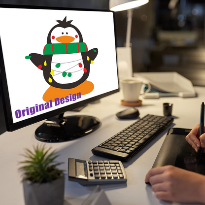 GOOSH 4.2 FT Height Christmas Inflatables Outdoor Penguin Wearing Green Scarf, Blow Up Yard Decoration Clearance with LED Lights Built-in for Holiday/Christmas/Party/Yard/Garden
