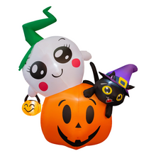 Load image into Gallery viewer, 6-Foot Halloween Inflatable Blow Up Pumpkin with Spirit Black Cat on Top with LED Built-in, Halloween Decoration Indoor/Outdoor, Yard, Garden, Patio, Lawn Halloween Blow Up Décor
