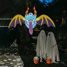 Load image into Gallery viewer, GOOSH 4.4 FT Wide Halloween Inflatable Hanging Bat with 5 Eyes Blow Up Yard Decoration Clearance with LED Lights Built-in for Holiday/Party/Yard/Garden
