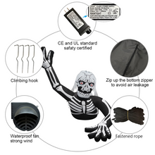 Load image into Gallery viewer, GOOSH 5 FT Height Halloween Inflatables Outdoor Skeleton Zombie Raising a Hand Up with Long Fingers, Blow Up Yard Decoration Clearance with LED Lights Built-in for Holiday/Party/Yard/Garden
