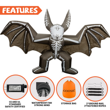 Load image into Gallery viewer, GOOSH 8 FT Height Halloween Inflatables Skeleton Bat , Blow Up Yard Decoration Clearance with LED Lights Built-in for Holiday/Party/Yard/Garden
