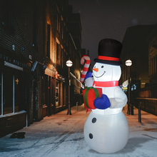 Load image into Gallery viewer, GOOSH 5.2 FT Height Christmas Inflatables Outdoor Snowman with Black Hat &amp; Candy Cane Gift Box, Blow Up Yard Decoration Clearance with LED Lights Built-in for Holiday/Christmas/Party/Yard/Garden
