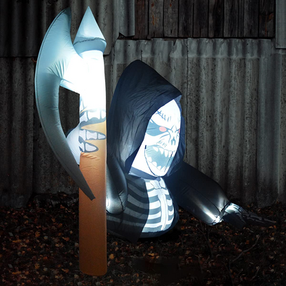 GOOSH 6.8 FT Length Halloween Inflatables Outdoor Skeleton Ghost, Blow Up Yard Decoration Clearae with LED Lights Built-in for Holiday/Party/Yard/Garden