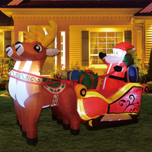 Load image into Gallery viewer, GOOSH 7 ft Christmas Inflatable Santa Reindeer Sled Outdoor Decoration LED Lights - Cute Fun Xmas Blow Up Yard Lawn Decorations
