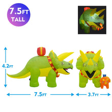 Load image into Gallery viewer, GOOSH 7.5 FT Length Christmas Inflatables Outdoor Green Triceratops Dinosaur, Blow Up Yard Decoration Clearance with LED Lights Built-in for Holiday/Christmas/Party/Yard/Garden
