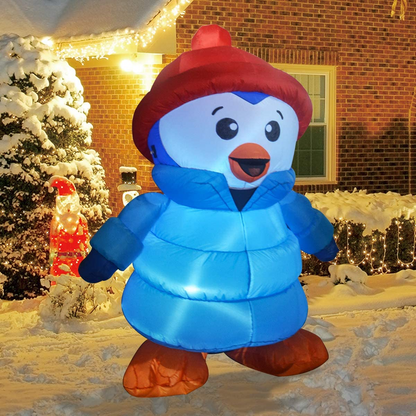 GOOSH 6 FT Height Christmas Inflatables Outdoor Down-Filled Coat Penguin, Blow Up Yard Decoration Clearance with LED Lights Built-in for Holiday/Christmas/Party/Yard/Garden